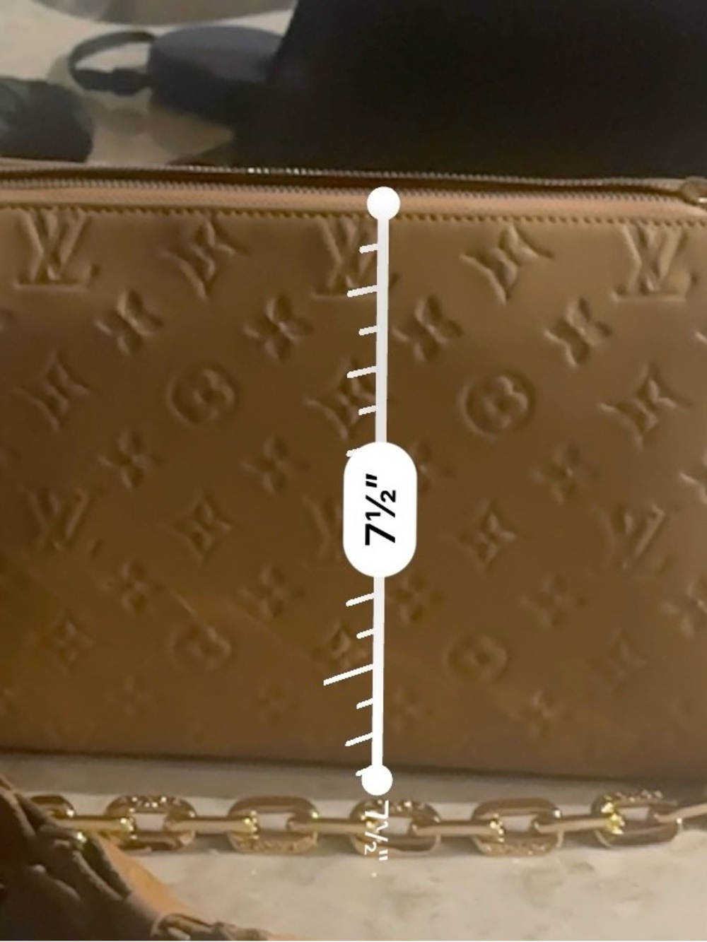 HIGH QUALITY/ LEATER FASHION BAG Tan Monogram Embossed Crossbody Bag - Picture 9 of 9